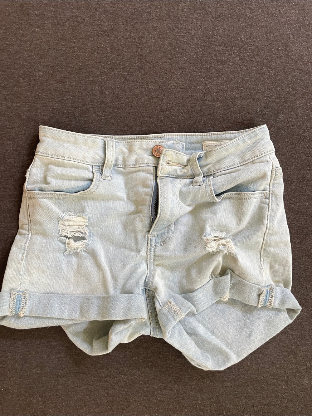 PacSun light blue summer denim shorts super stretch shortie, pre-rip style